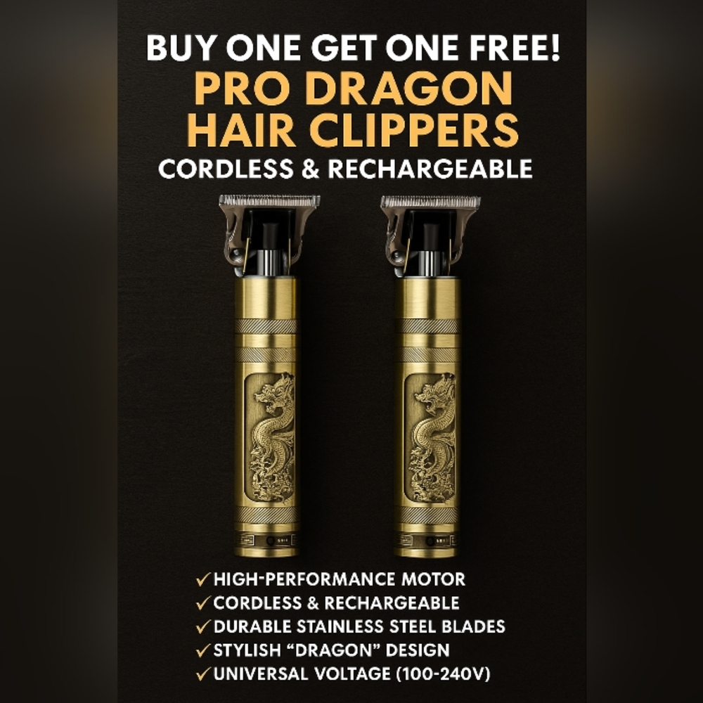 🔥 BUY ONE GET ONE FREE! Pro Dragon Hair Clippers — Cordless & Rechargeable